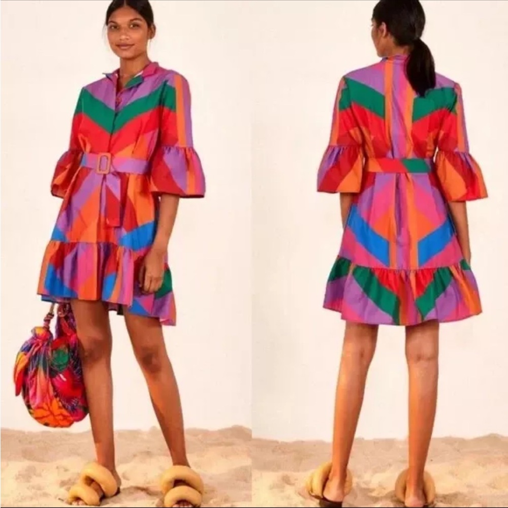 Farm Rio Amanda stripped multi-color dress